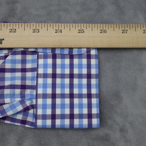 J Crew Shirt Mens L 16 16.5 Purple Plaid Thompson Long Sleeve Button Up Dress - Picture 6 of 16